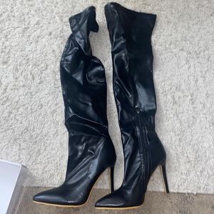 Faux leather over the knee heels